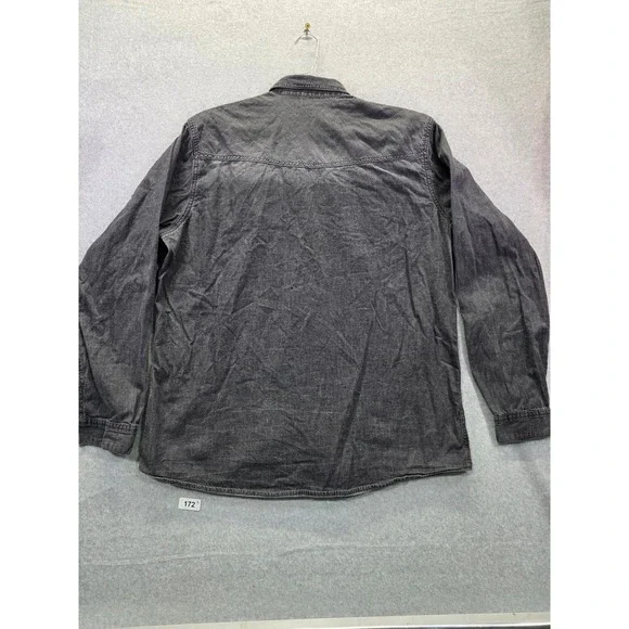 Livergy Mens Long Sleeve Denim Western Shirt Black Faded Cotton XL 43/44 - Picture 9 of 12